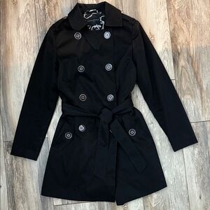 Banana Republic Black Trench Coat Petite Small